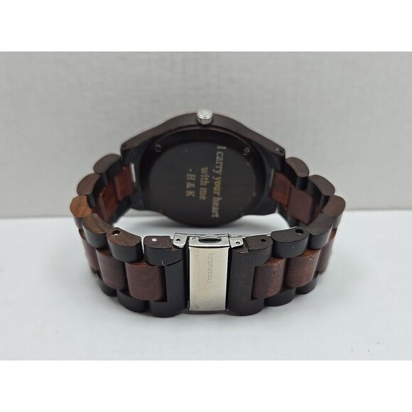 Treehut Wood Wrist Watch Red Ebony Maple Dial Quartz Minimalist New Battery 45mm - Picture 7 of 12
